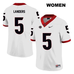 Women's Georgia Bulldogs NCAA #5 Matt Landers Nike Stitched White Legend Authentic College Football Jersey TYD7554BO